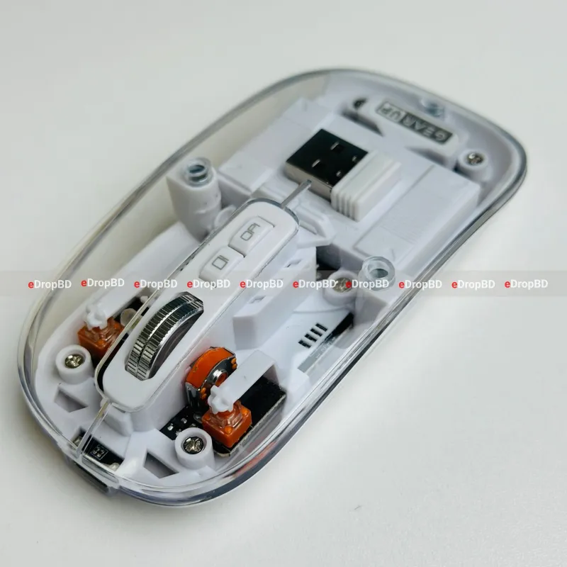 GearUP WM30 Transparent Crystal 2.4G + Bluetooth Magnetic Wireless Mouse- Gray Color